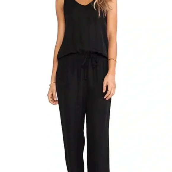 Theory Lortan W Jumpsuit in Black Silk Jogger Pant Size 2 - Picture 3 of 8